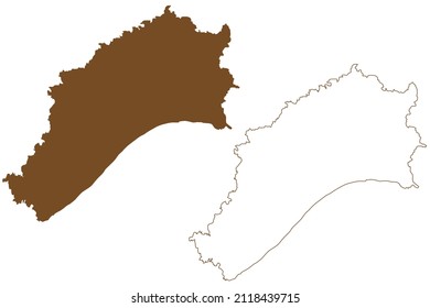 Porto Santo island (Madeira Archipelago, Portugal, Portuguese Republic) map vector illustration, scribble sketch Ilha The Golden Island map