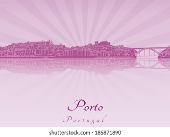 Porto skyline in purple radiant orchid in editable vector file