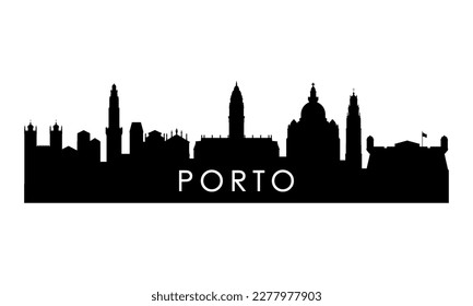 Porto skyline silhouette. Black Porto city design isolated on white background. 