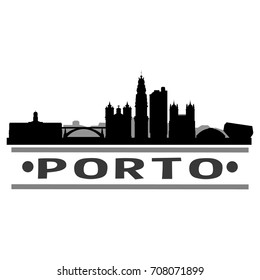 Porto Skyline Silhouette City Vector Design Art