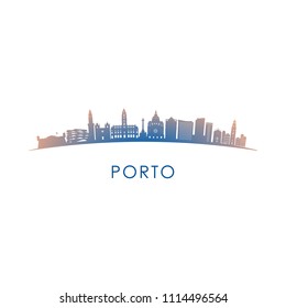 Porto skyline silhouette. Vector design colorful illustration.