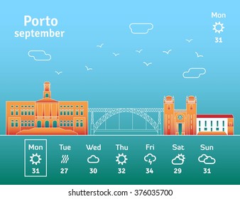 Porto skyline. Vector illustration