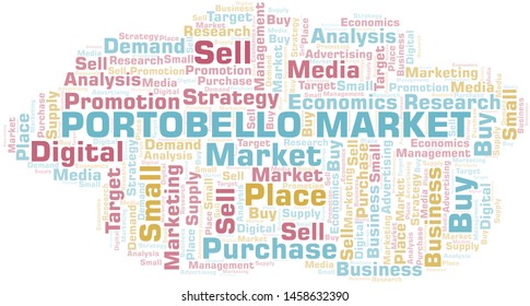 Portobello Market word cloud. Vector made with text only