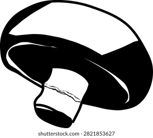 Portobello Mushroom Black and White Vector Illustration