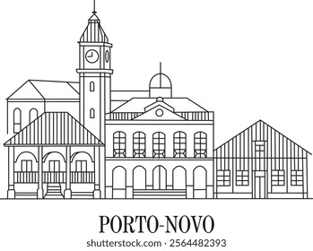 Porto-Novo City Line Draw Simple Minimalist