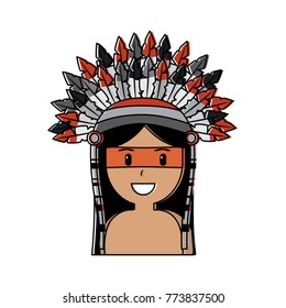 portrait aboriginal native american with war bonnet