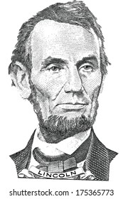 Portrait of Abraham Lincoln (vector) from the five dollar bill