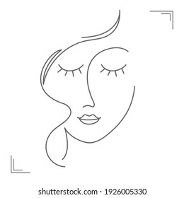 Portrait of an abstract woman, thin line, minimalist style. Flat design