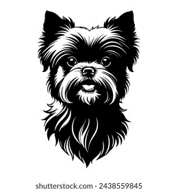 Portrait of a Affenpinscher Dog Vector isolated on white background, Dog Silhouettes.