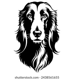 Portrait of a Afghan Hound Dog Vector isolated on white background, Dog Silhouettes.