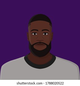 Retrato de afroamericano.  Retrato colorido. Ilustración plana del vector
