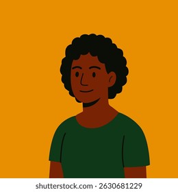 Portrait of African American girl character, flat cartoon avatar illustration for diversity, education, profile, inclusion concept