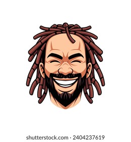 portrait of a african american person. dreadlocks hair with big smile. vector illustration. eps 10