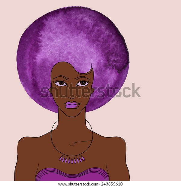 Portrait African American Singer Hand Drawn Stock Vector Royalty