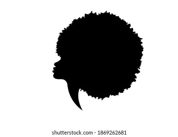 Retrato de perfil de la mujer afroamericana. Silueta de mujeres con logo negro con rizado de moda para el estilo del cabello, símbolo de moda afro belleza vector aislado en el fondo blanco