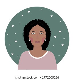 Portrait of an african american woman middle age. Profile photo. Flat vector illustration.