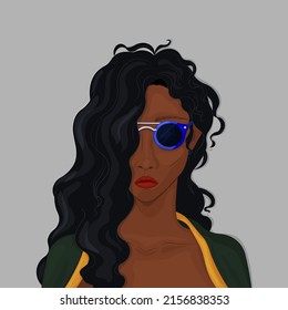 Portrait of african american woman in sunglasses.