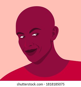 Portrait of an African cunning man. Tricky and smart guy. Cheater.  Vector flat Illustration