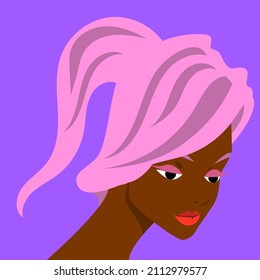 Portrait of an African girl. Avatar for social networks. Vector illustration in flat style.