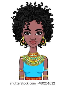 Portrait of an African girl. Vector illustration isolated on a white background.
