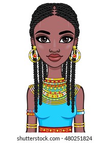 Portrait of an African girl. Vector illustration isolated on a white background.