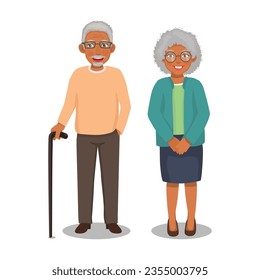 Portrait of African grandparents senior elderly couple grandpa and grandma standing together