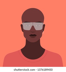 Portrait of an African man. Avatar fashion guy. Diversity. Vector flat illustration