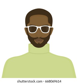 Portrait of an African man. The face of a guy. Avatar for the Internet. Vector illustration