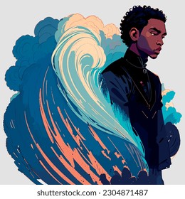 Portrait of a African man. A fashion model. Diversity. Vector flat illustration