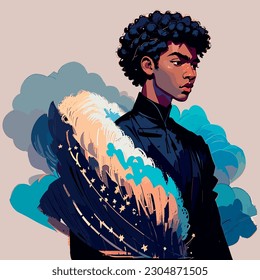 Portrait of a African man. A fashion model. Diversity. Vector flat illustration