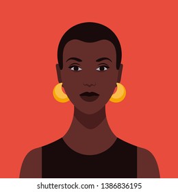 Portrait of an African woman. Avatar girls for social networks. Vector flat illustration