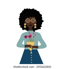 Portrait of an African woman. Diversity. Nations and races. Vector Flat Illustration