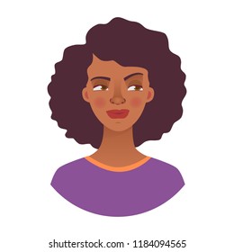 Portrait of african woman. Emotions of african american woman face. Facial expression. African girl vector illustration