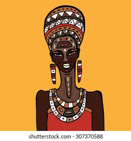 Portrait African Woman Hand Drawn Ethnic Stock Vector (royalty Free 