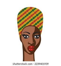 Portrait of African woman in traditional headdress