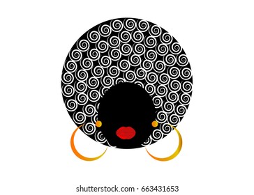 portrait African Women , dark skin female face with hair afro on isolated background