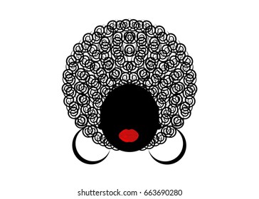 portrait African Women , dark skin female face with hair afro on isolated background