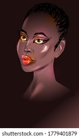 Portrait of an afro american woman's face.