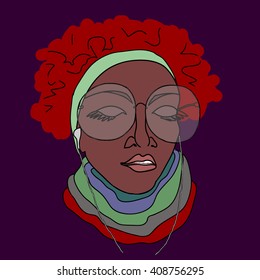 Portrait of an afro ethnic woman with eyeglasses