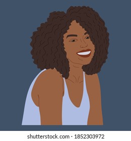 Portrait Of An Afro Woman. Poster for the struggle for equality of races and women. Feminism, people's struggle for racial equality. Black portrait of a girl. Vector illustration