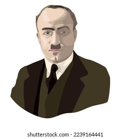 Portrait of Ahmet Hasim, (1887 -  1933). Vector illustration portrait.
Turkish poet and writer. He is a member of the Fecri ati group. He has many poetry books and articles.