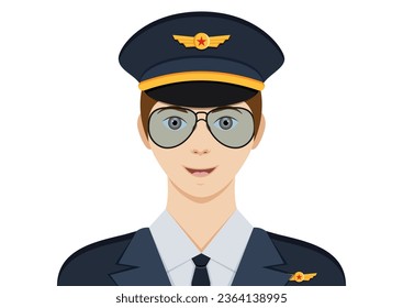 Portrait of an airline pilot captain clipart vector on white background