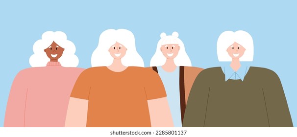 Portrait of an albino women. Vector illustration of women with albinism. International Albinism Awareness Day. Albinism. Genetic rare disorder.