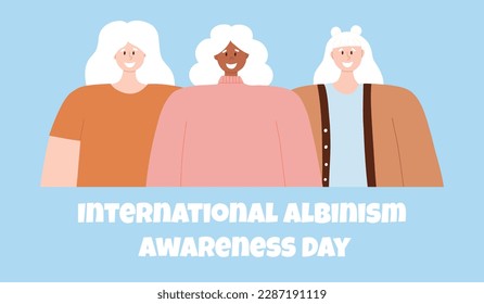 Portrait of an albino women. Vector illustration of women with albinism. International Albinism Awareness Day. Albinism. Genetic rare disorder.