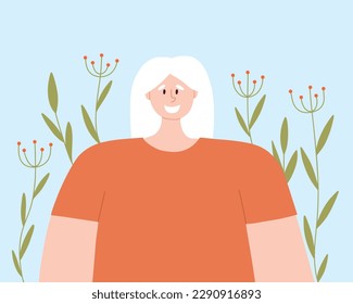 Retrato de una mujer albina. Ilustración vectorial de una mujer con albinismo. Día Internacional de Concienciación sobre el Albinismo. Albinismo. Trastornos genéticos raros.