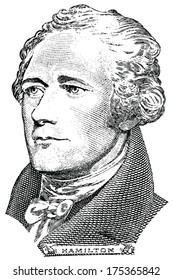 Portrait of Alexander Hamilton (vector) from the ten dollar bill