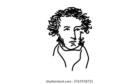 Portrait of Alexander Pushkin, black isolated silhouette