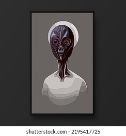 Portrait of an alien. Artistic abstract alien. Concept of an alien from other planet. Perfect for wallpaper or for posters.