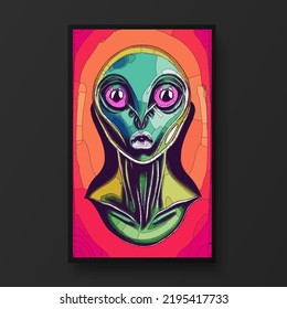 Portrait of an alien. Artistic abstract alien. Concept of an alien from other planet. Perfect for wallpaper or for posters.