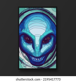 Portrait of an alien. Artistic abstract alien. Concept of an alien from other planet. Perfect for wallpaper or for posters.